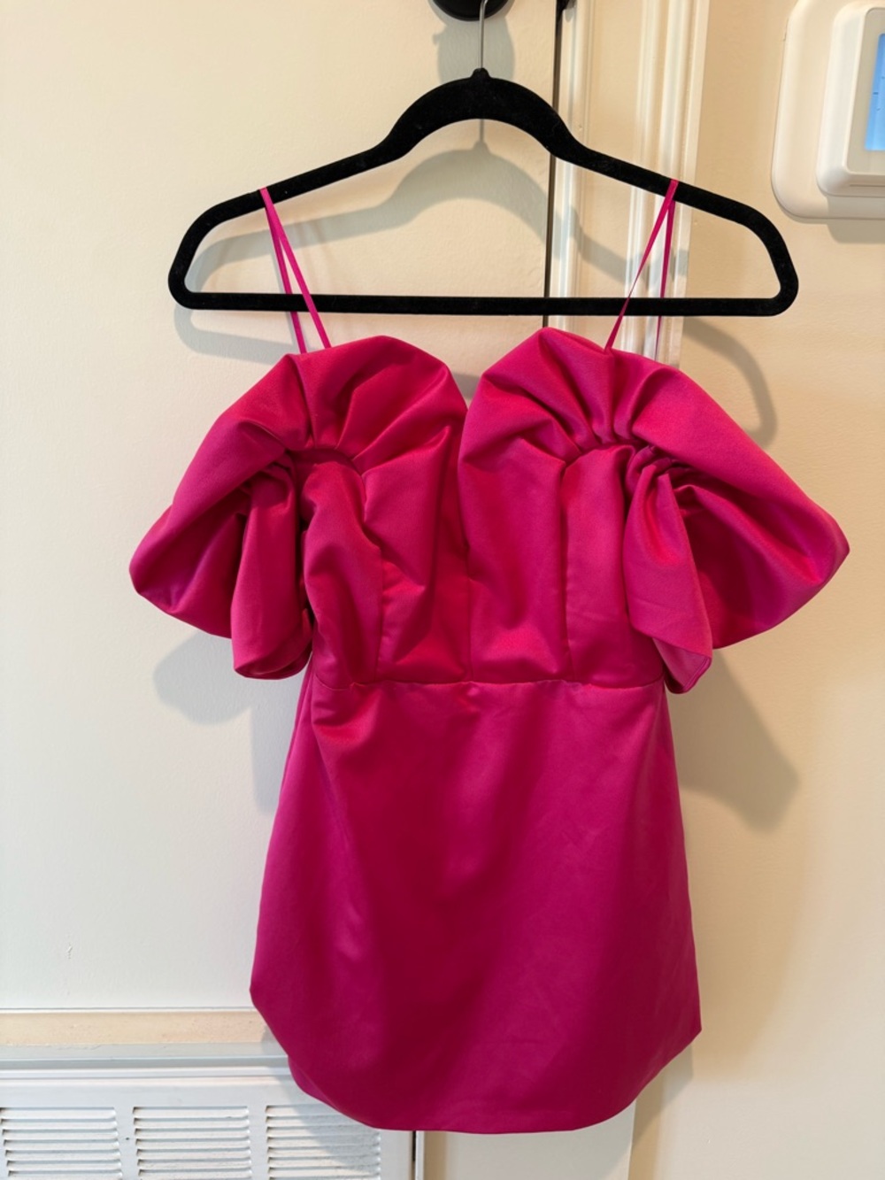Hot Pink Mini Dress with Statement Ruffle Sleeves
